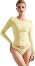 Women Double Lined Fitted Long Sleeve Crop Top - Smooth Second Skin