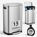Kitchen Trash Can with Lid Soft Close 13 Gallon - Hands-Free Step Bin