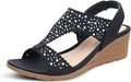 SHIBEVER Womens Sandals Wedge Summer - Comfortable Rhinestone Wedges