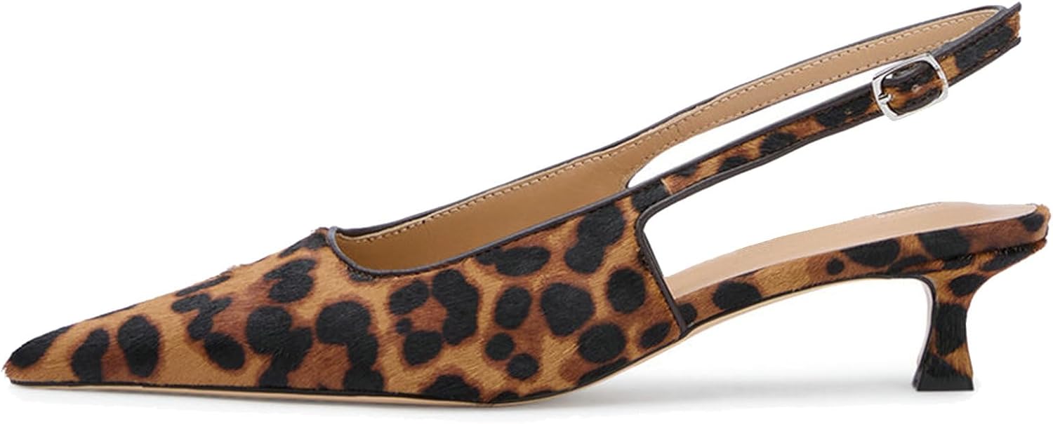 KysBloes Pointed Toe Slingback Kitten Heels for Women