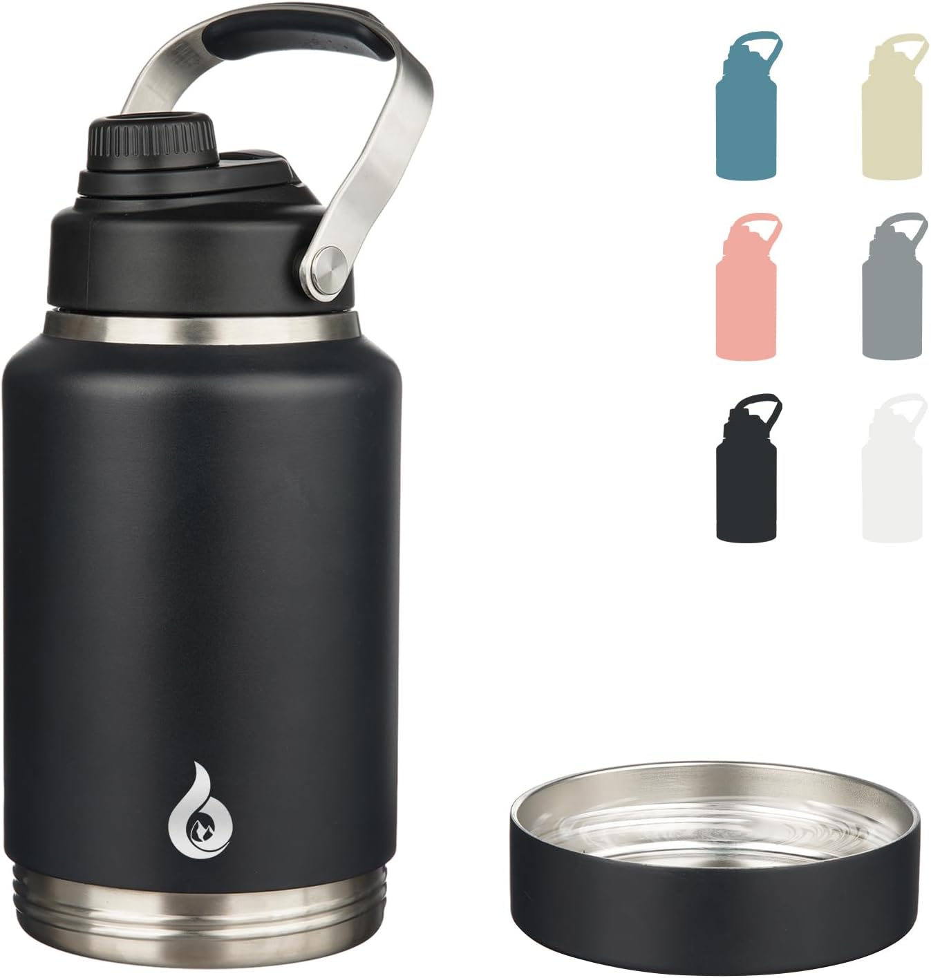 64oz Insulated Water Bottle with Detachable Bowl for Hydration