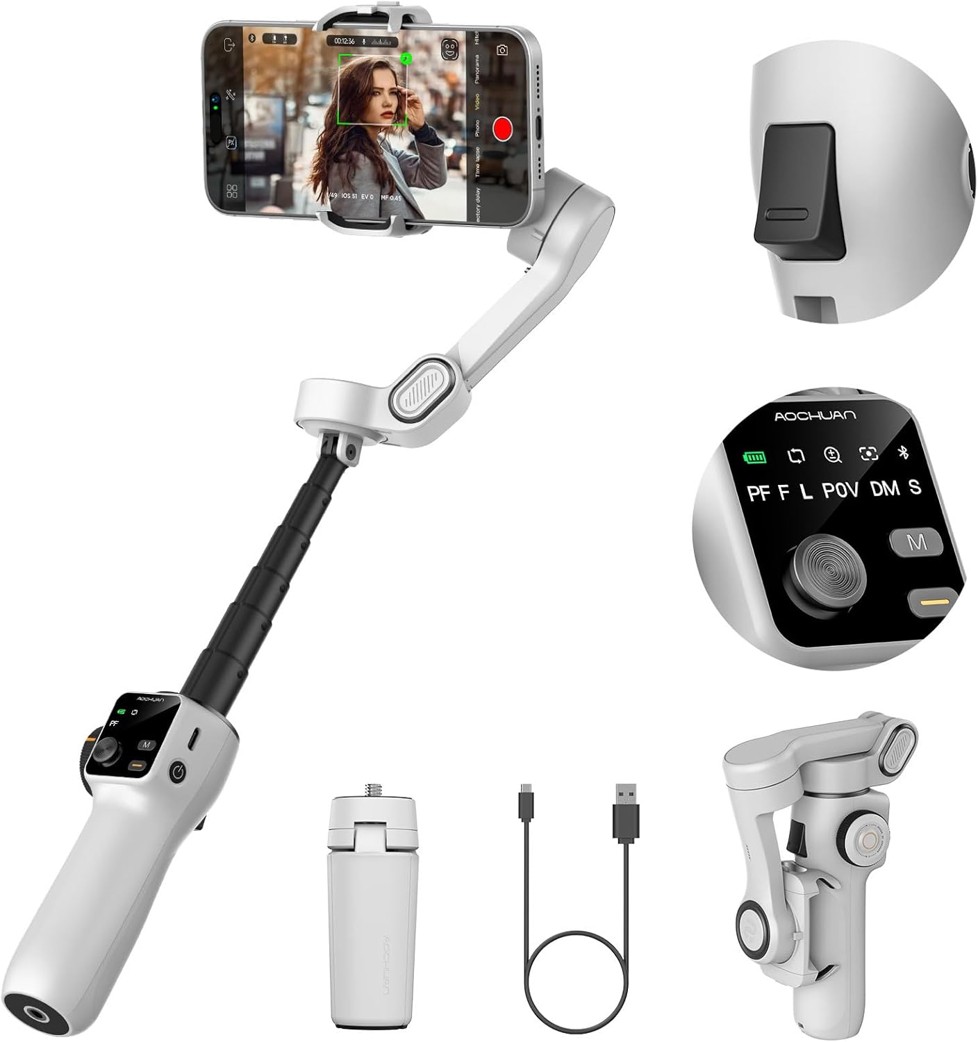 AOCHUAN Cellphone Gimbal for Video Recording with AI Tracking
