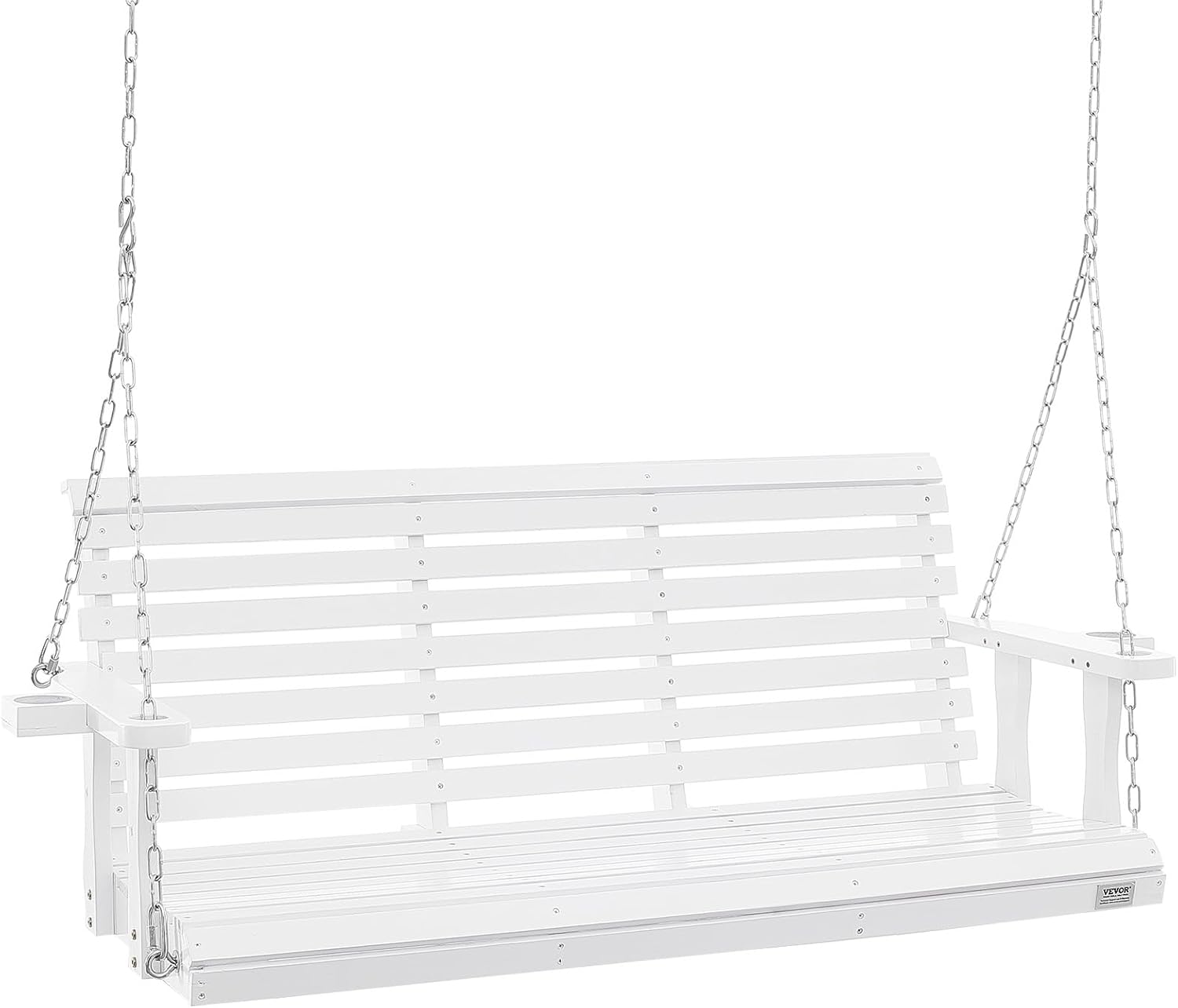 VEVOR Wooden Porch Swing 5.5FT with Cup Holders for Comfort