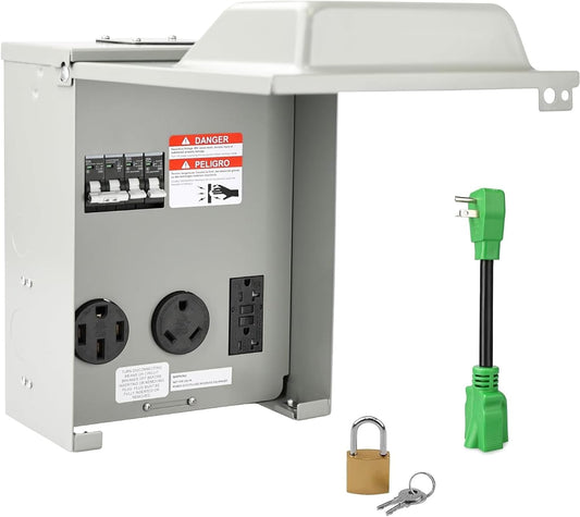 RVGUARD RV Temporary Power Outlet Panel with Breaker Safety