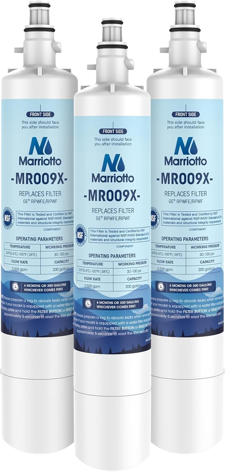 MARRIOTTO Replacement Water Filter for GE Refrigerators - Pack of 3