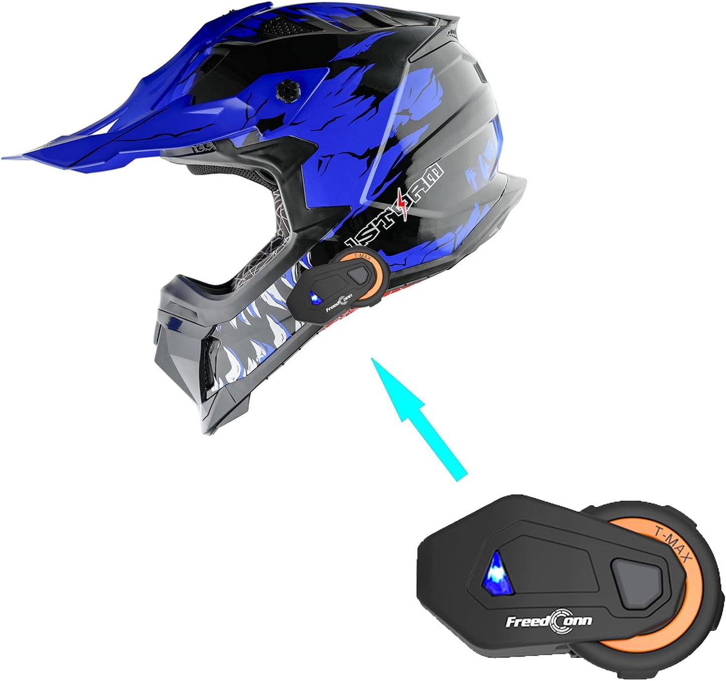 1Storm Adult Motocross Helmet with Bluetooth Headset for Safety