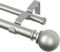 KAMANINA 1 Inch Silver Curtain Rods 32 to 144 in - Dual Telescoping