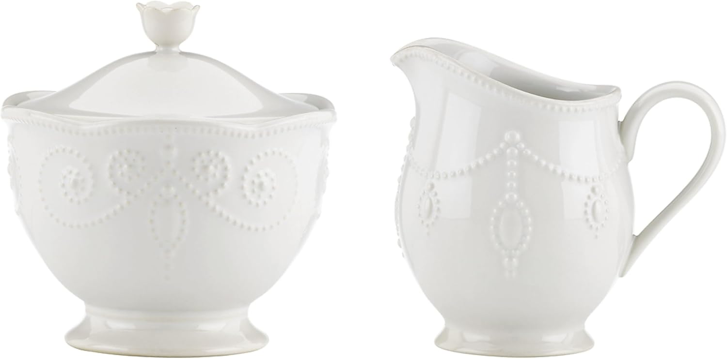 Lenox French Perle Sugar and Creamer Set for Elegant Serving