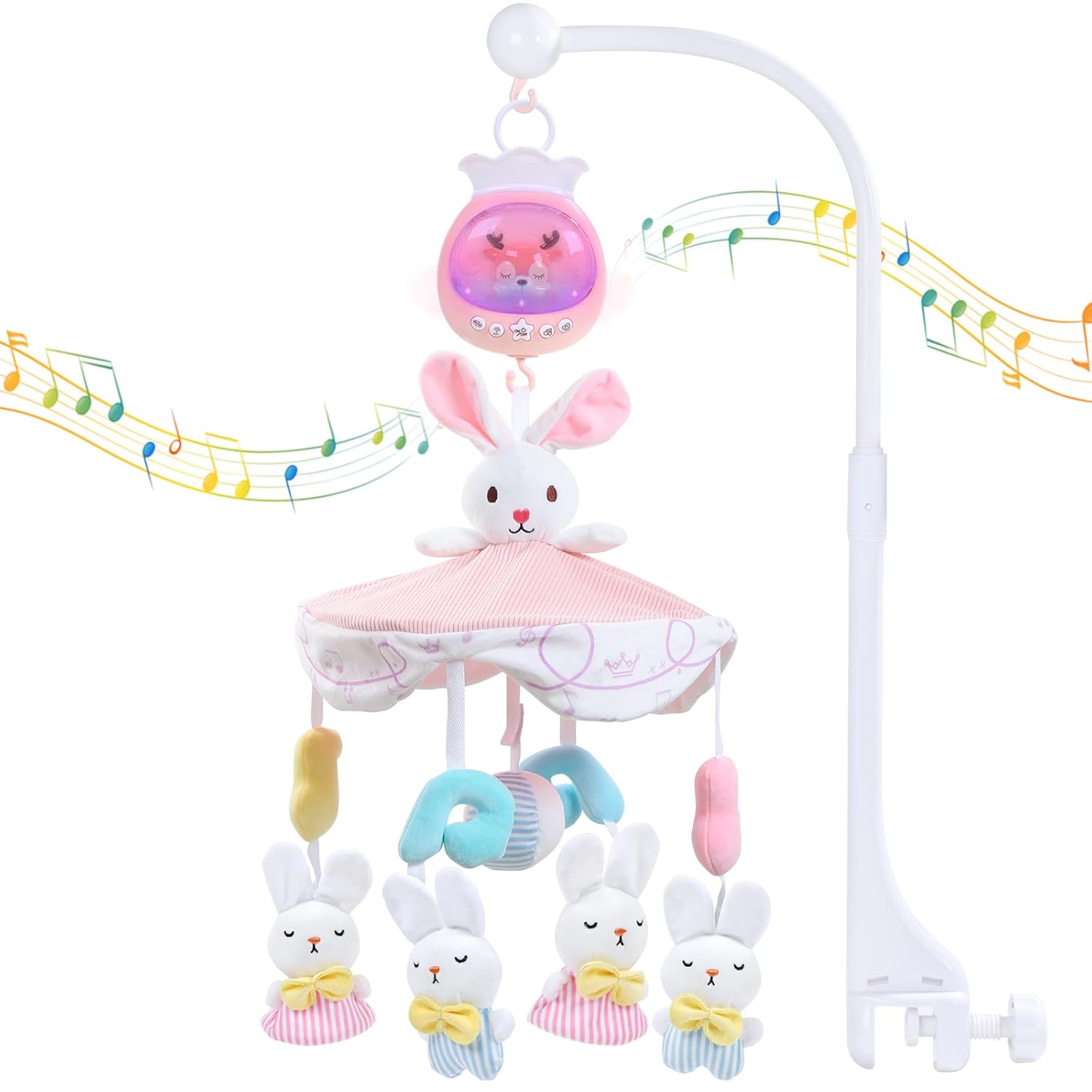 Baby Crib Mobile with Music, Lights & Projection for Girls