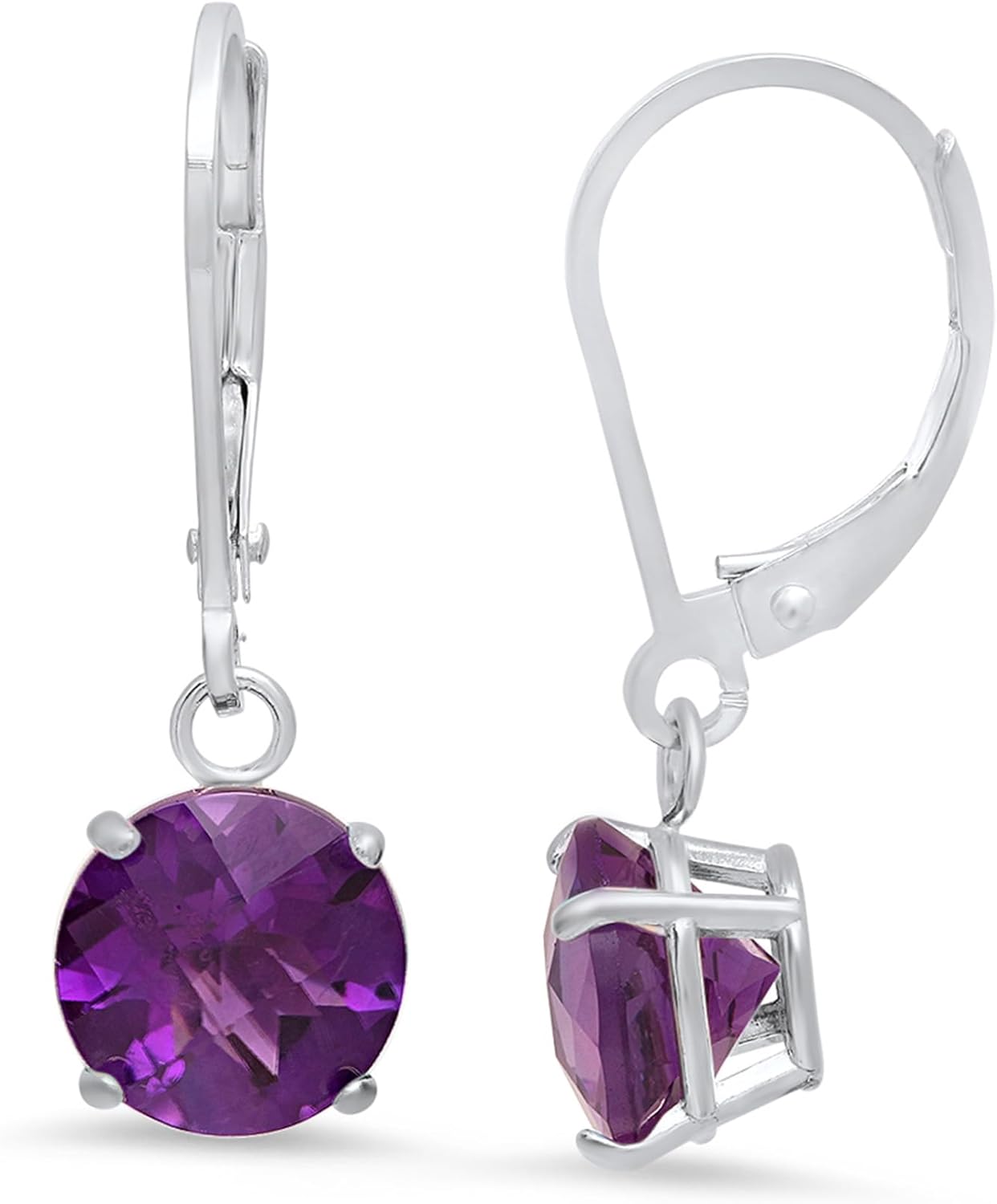 Solid 14K Gold Gemstone Stud Earrings for Women - Heart Design