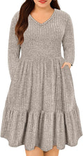 Plus Size Dresses for Curvy Women V Neck Short Sleeve - Comfortable