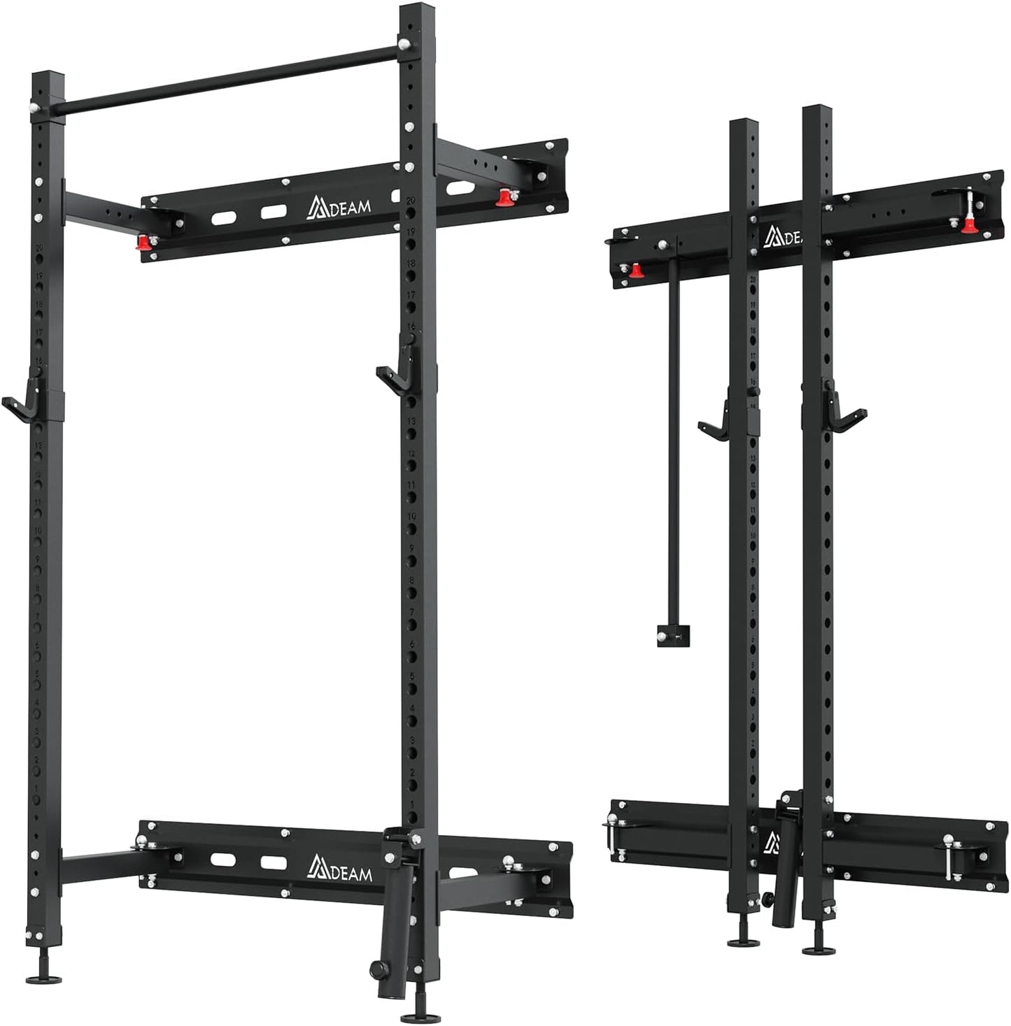 Space-Saving Mdeam Folding Squat Rack: 1000LBS Capacity
