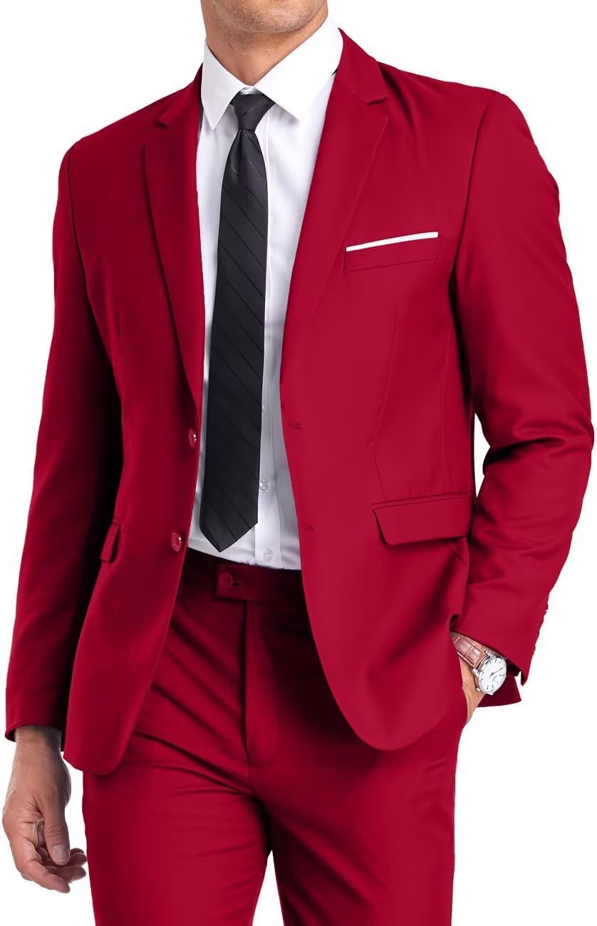 Fxzpiodi Mens Suit Slim Fit 2 Piece Tuxedo for Weddings and Prom