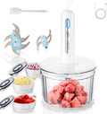 Glass Food Processor with 4 Blades & 4 Bowls - Compact Cordless