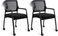Waiting Room Chairs with Wheels Adjustable Mesh Backrest - 2 Pack