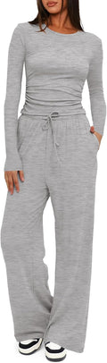 Darong Womens 2 Piece Lounge Set Fall 2025 - Cozy Wide Leg Matching