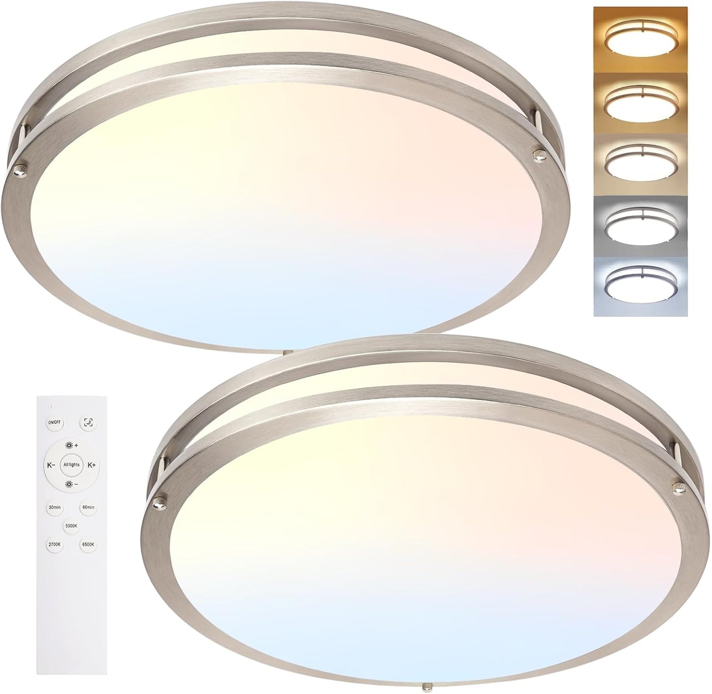 17.5 Inch Flush Mount Ceiling Light - Dimmable LED Fixture