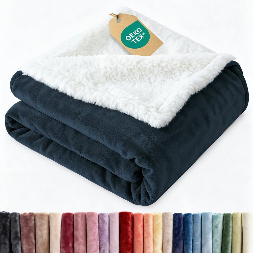 Reversible Sherpa Fleece King Blanket - Soft & Warm Comfort