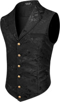 Mens Paisley Floral Jacquard Vest with Notched Lapels - Formal Wear
