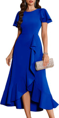 Women Formal Party Dress Flutter Short Sleeve - Elegant Cocktail Wear