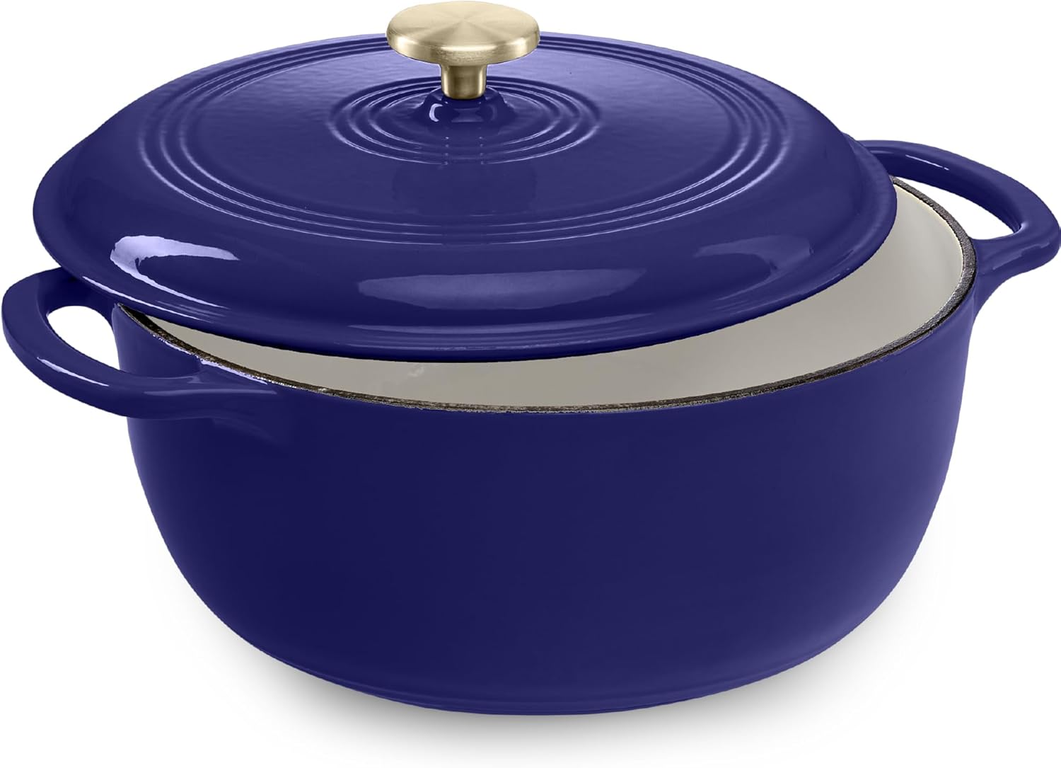 6 Quart Enamel Cast-Iron Round Dutch Oven for Family Cooking