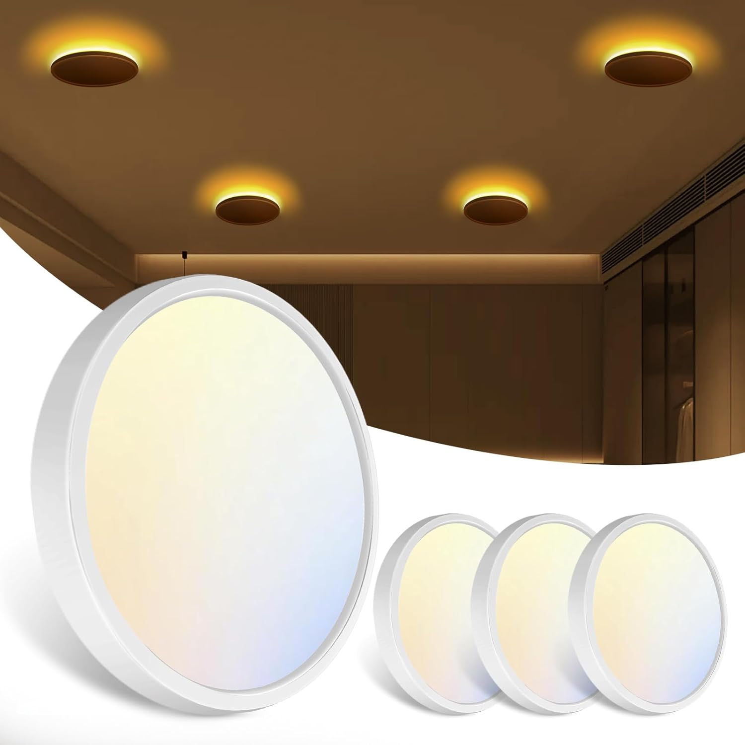 7 Inch LED Flush Mount Ceiling Light with Night Light Feature