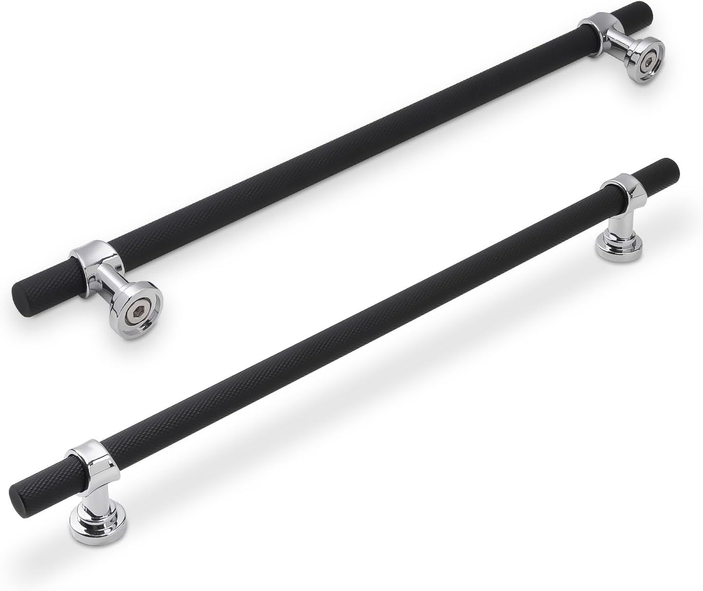 6 Pack 12-5/8 Inch Cabinet Pulls in Matte Black and Chrome Finish