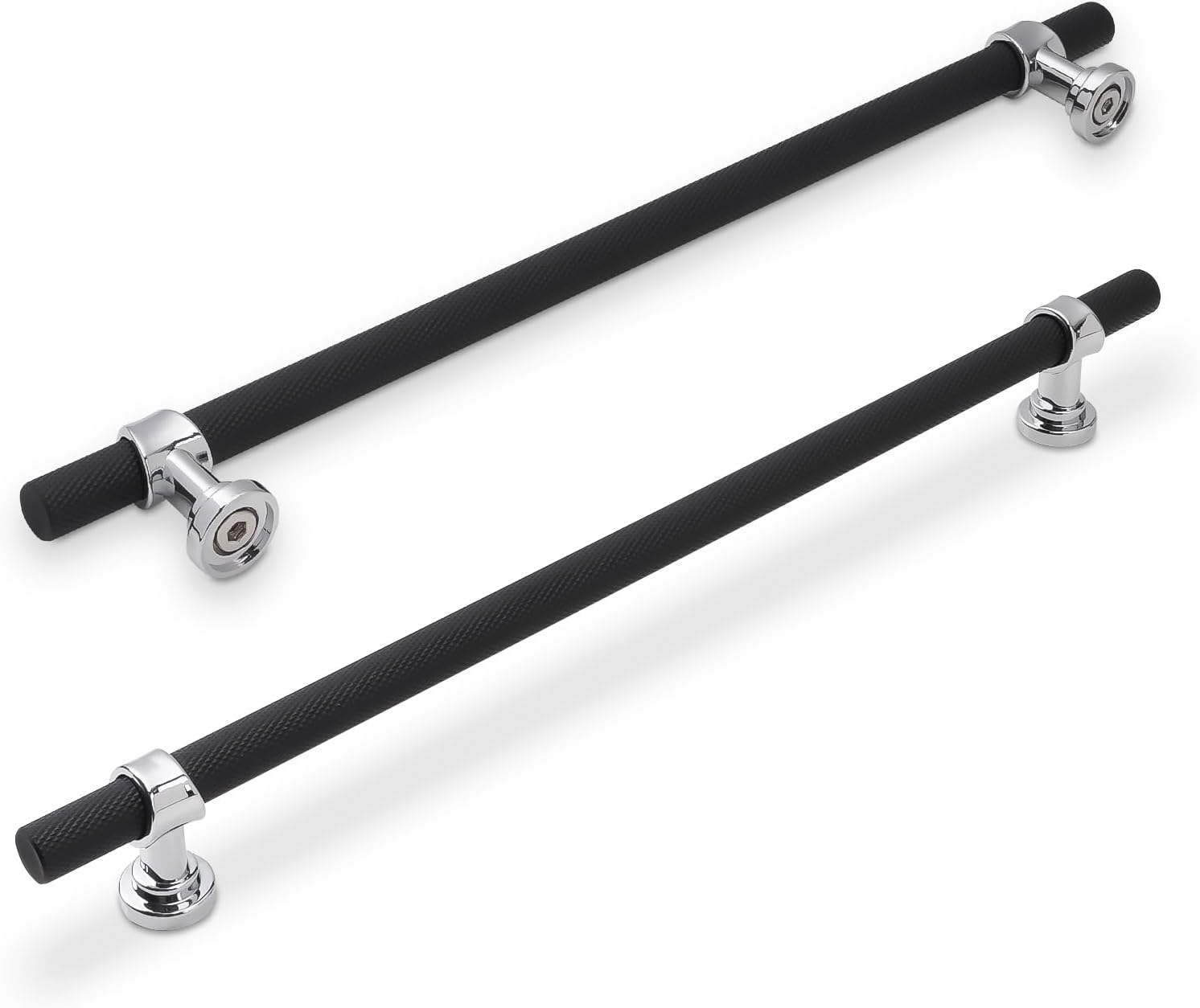 6 Pack 12-5/8 Inch Cabinet Pulls in Matte Black and Chrome Finish