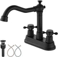 4 in Centerset Bathroom Sink Faucet Vintage 2 Cross Handles - Matte