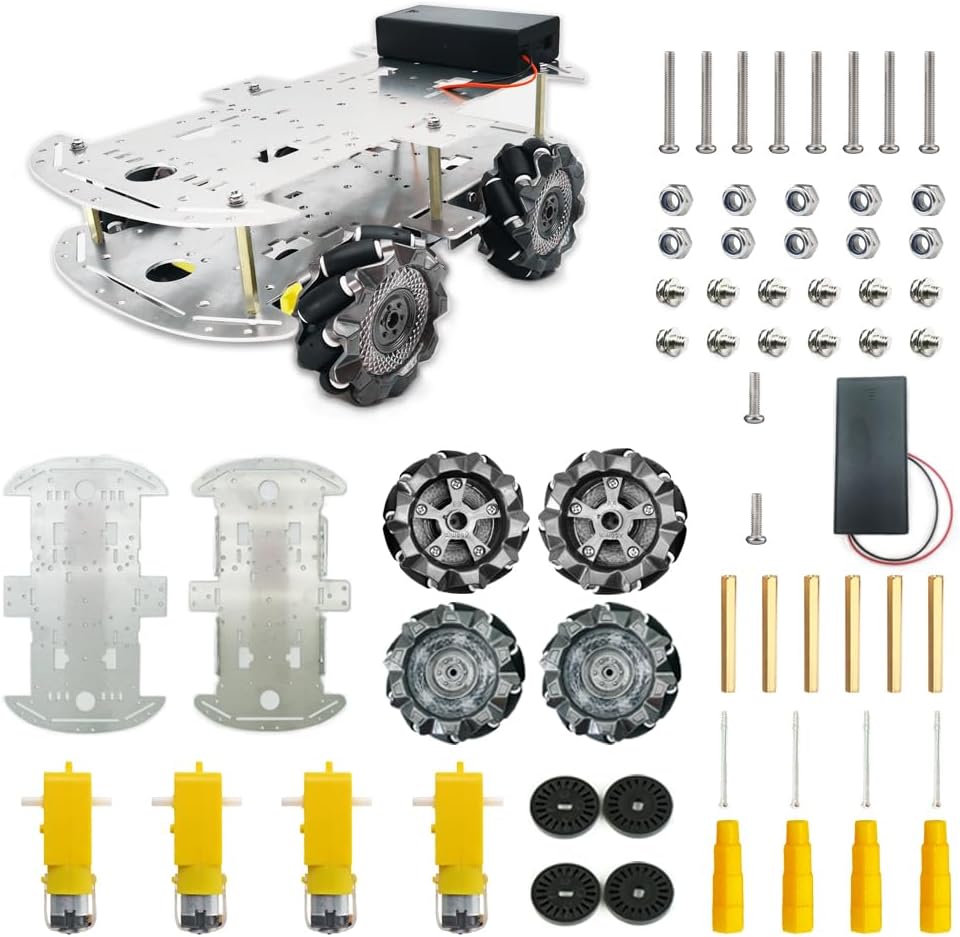 Build Your Own Smart 4WD Robot Car Kit with Mecanum Wheels - Educational Toy with Speed Encoder