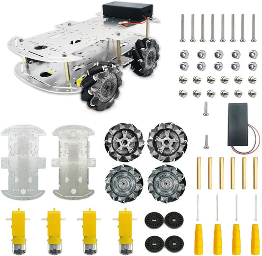 Build Your Own Smart 4WD Robot Car Kit with Mecanum Wheels - Educational Toy with Speed Encoder