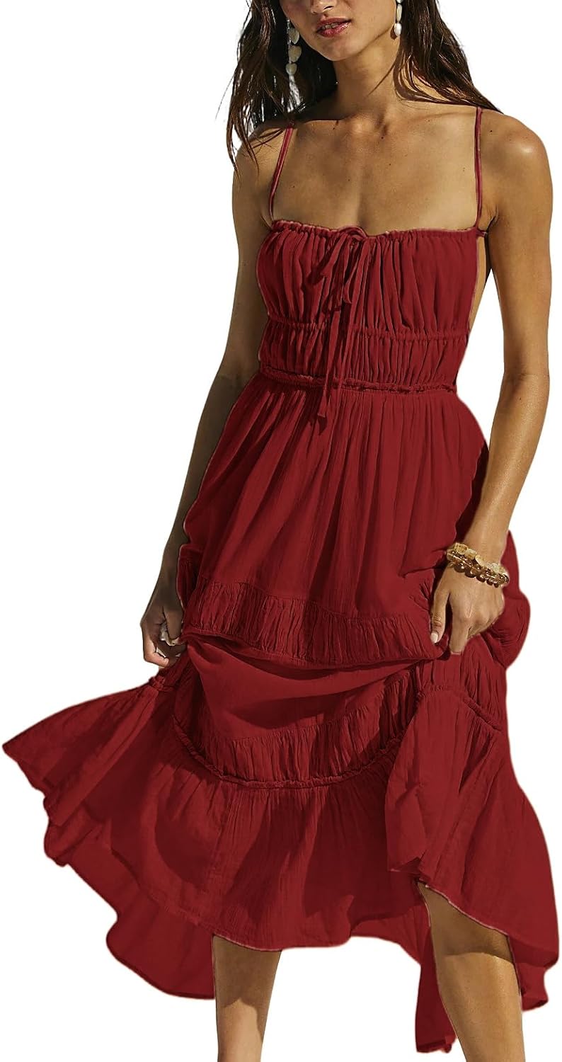 Bohemian Women Mini Short Dress with Deep V Neck and Backless Style