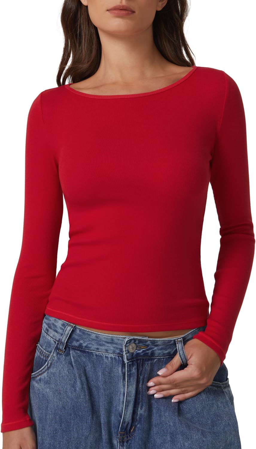 QINSEN Women's Long Sleeve T Shirts for Y2K Casual Style