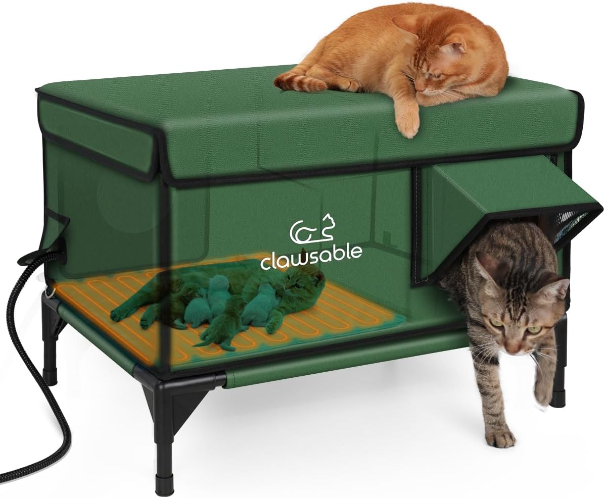 Clawsable Indestructible Heated Cat House for Outside Winter