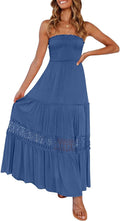 ZESICA Women's Summer Bohemian Strapless Maxi Dress