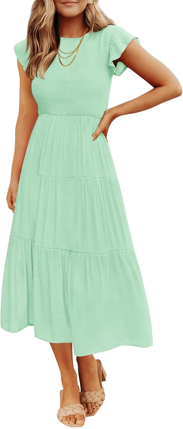 ZESICA Women's Summer Casual Flutter Midi Dress for Every Occasion