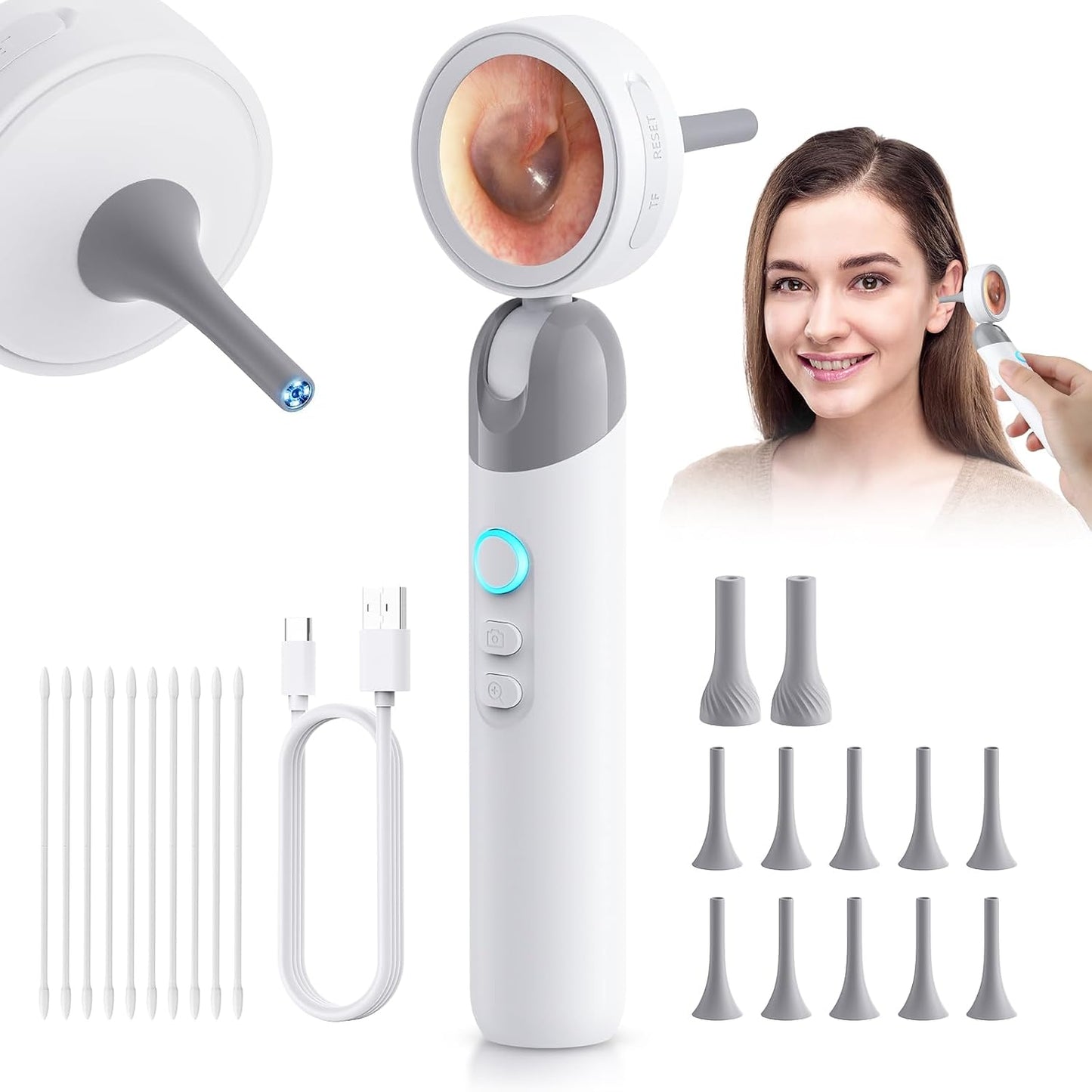 Otoscope Ear Camera with 1.38 Screen for Adults, Kids, Pets