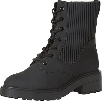 Women's Rubberized Combat Boot with Chunky Outsole for Style