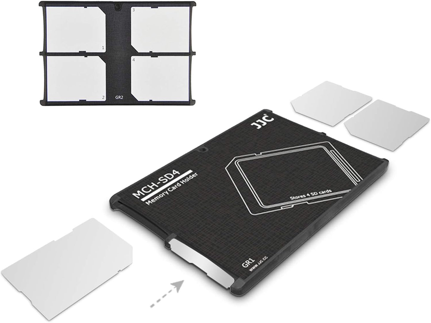 JJC 4-Slot SD Card Holder: Slim Memory Card Organizer