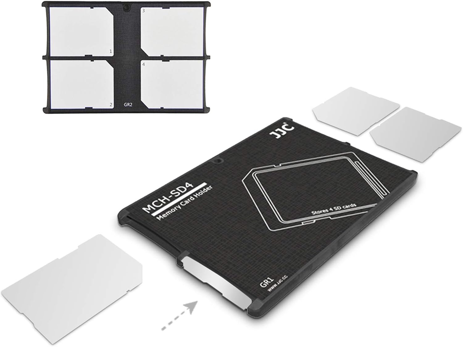 JJC 4-Slot SD Card Holder: Slim Memory Card Organizer