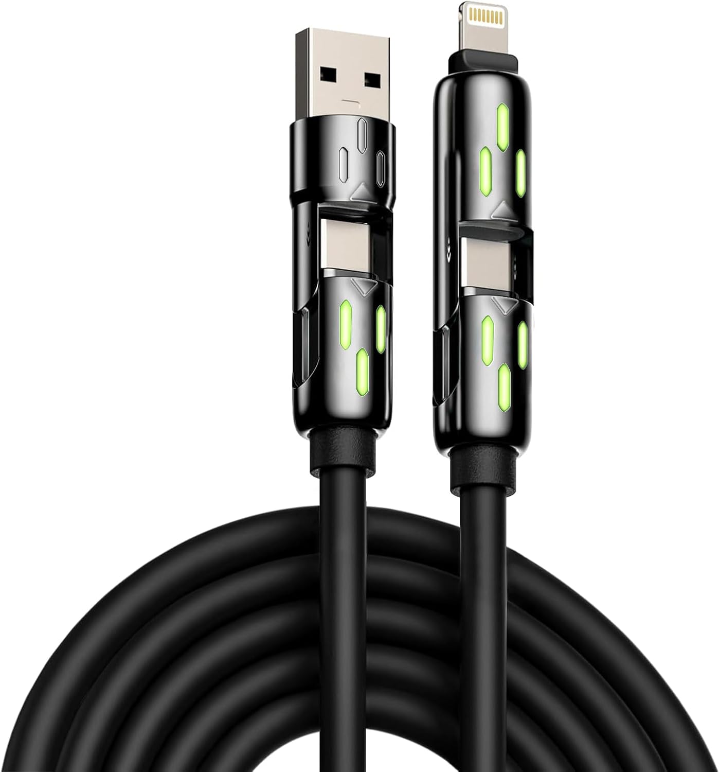 240W Fast Charging 4-in-1 USB Cable with Breathing Light - KerrKim