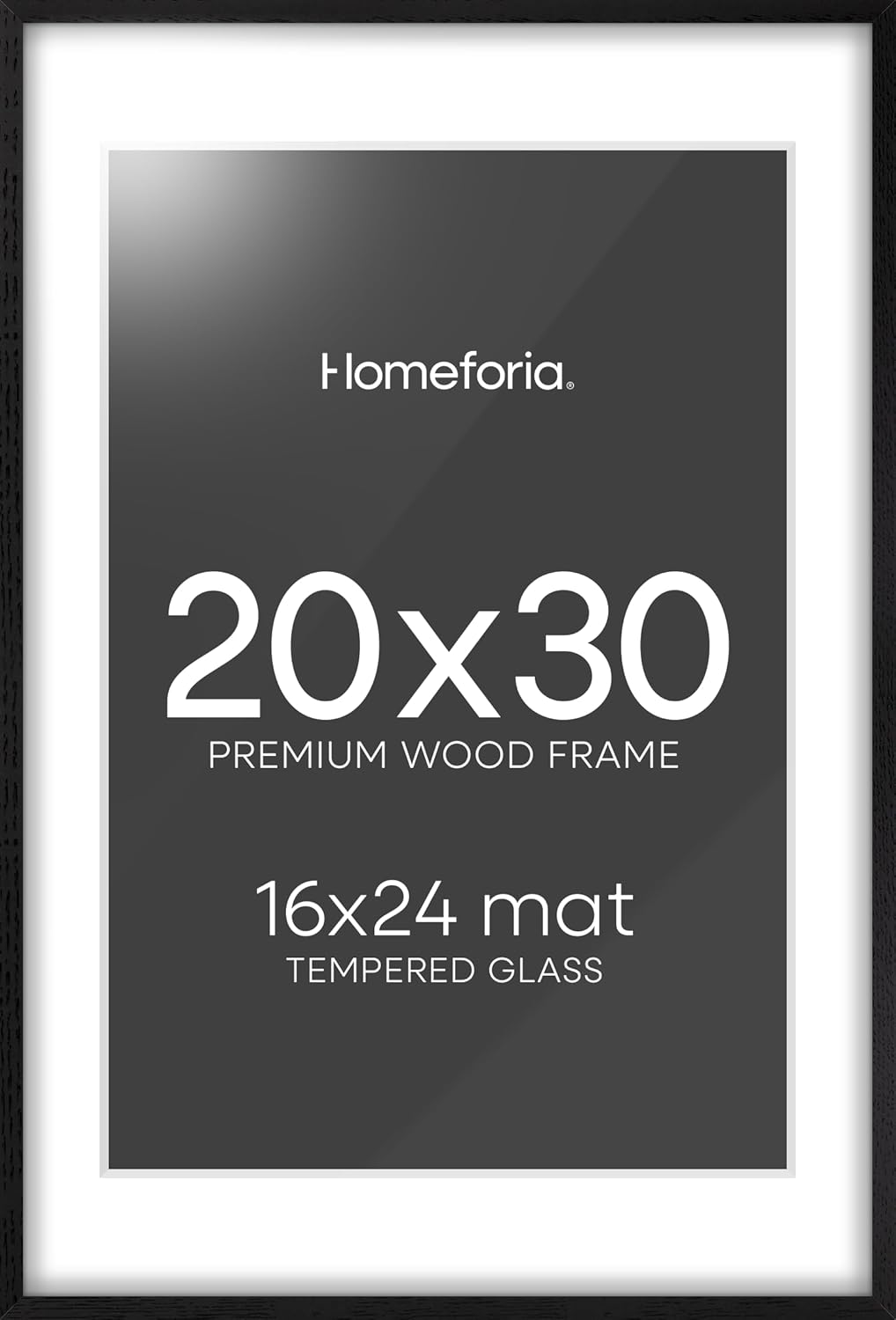 Homeforia 20x30 Black Wood Frame for Stunning Artwork Display