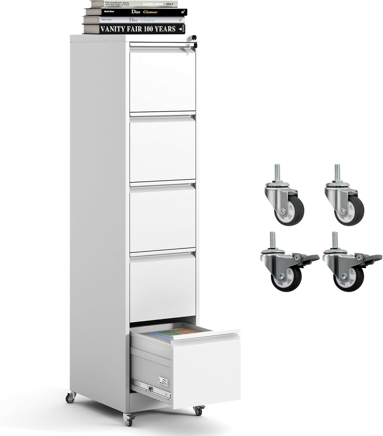 5 Drawer Mobile File Cabinet for Home Office Organization
