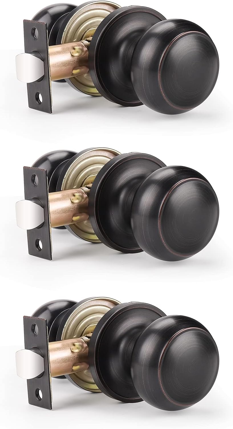 Probrico Door Knobs Interior Passage Function Keyless 3 Pack