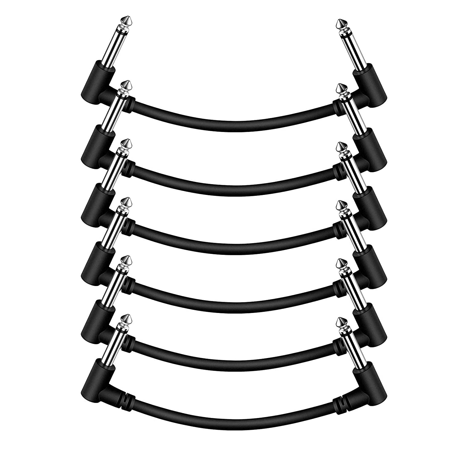 Sovvid 6-Pack 6 Black Guitar Patch Cables - Effectively Connect Your Pedals