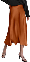 Zeagoo High Waist Satin Midi Skirt - Elegant Maxi to Midi Style
