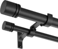 Double Curtain Rods 72-144 in Dual Rod System - Heavy Duty Matte Black