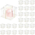 24 Pcs Clear Gift Box with Ribbon 2-Layer 6.7x6.7x7.8 in - Clear Cake