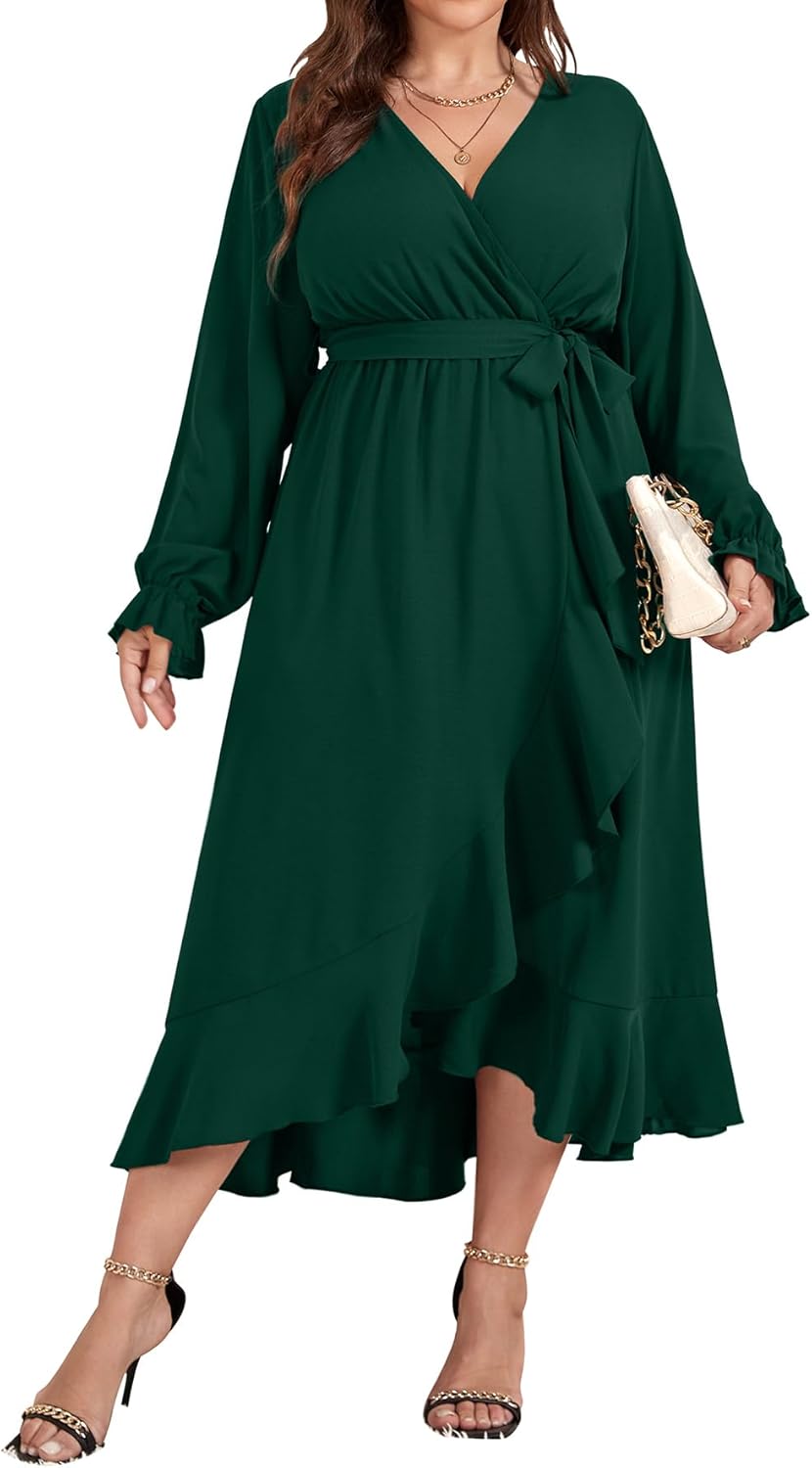 Plus Size Formal Dresses for Women - Fall Long Sleeve Maxi Dress