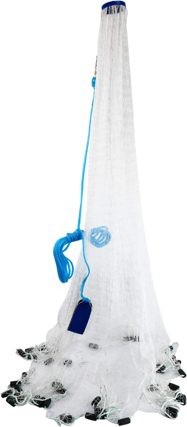 HYDDNice Hand Throw Fishing Cast Net - Saltwater Bait Trap Fish Net (12ft)